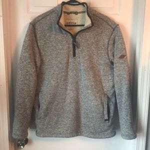 Orvis men’s large Sherpa 1/4 zipper pull over gray white